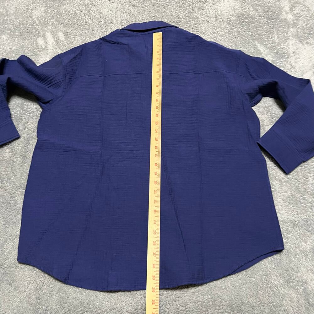 Madewell Shirt Jacket Womens Large Oversized Button Up Blue Gauze Cotton NN969 - Picture 5 of 8